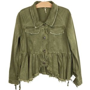 NWT Free People Willow Moss Peplum Military Jacket
